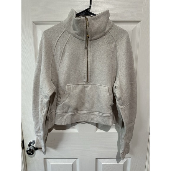 lululemon athletica Tops - Lululemon Scuba oversized half-zip hoodie Grey And Gold Zipper Size M/L